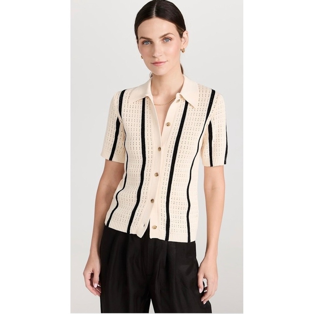 ANINE BING Alexis Sweater Ivory & Black Stripe XS
